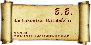 Bartakovics Balabán névjegykártya